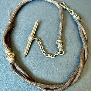 Antique Human Woven Hair Gold Watch Chain